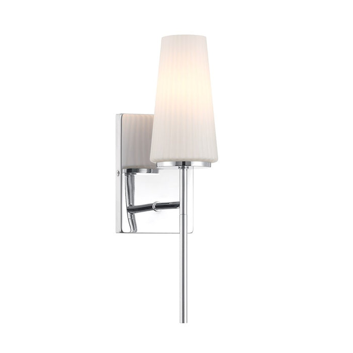 Savoy House Meridian 1Lt Wall Sconce, Chrome/Fluted White Opal