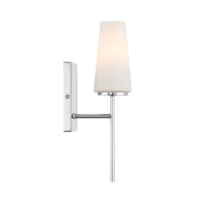 Savoy House Meridian 1Lt Wall Sconce, Chrome/Fluted White Opal