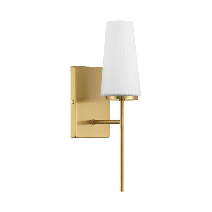 Savoy House Meridian 1Lt Wall Sconce, Natural Brass/Fluted White Opal