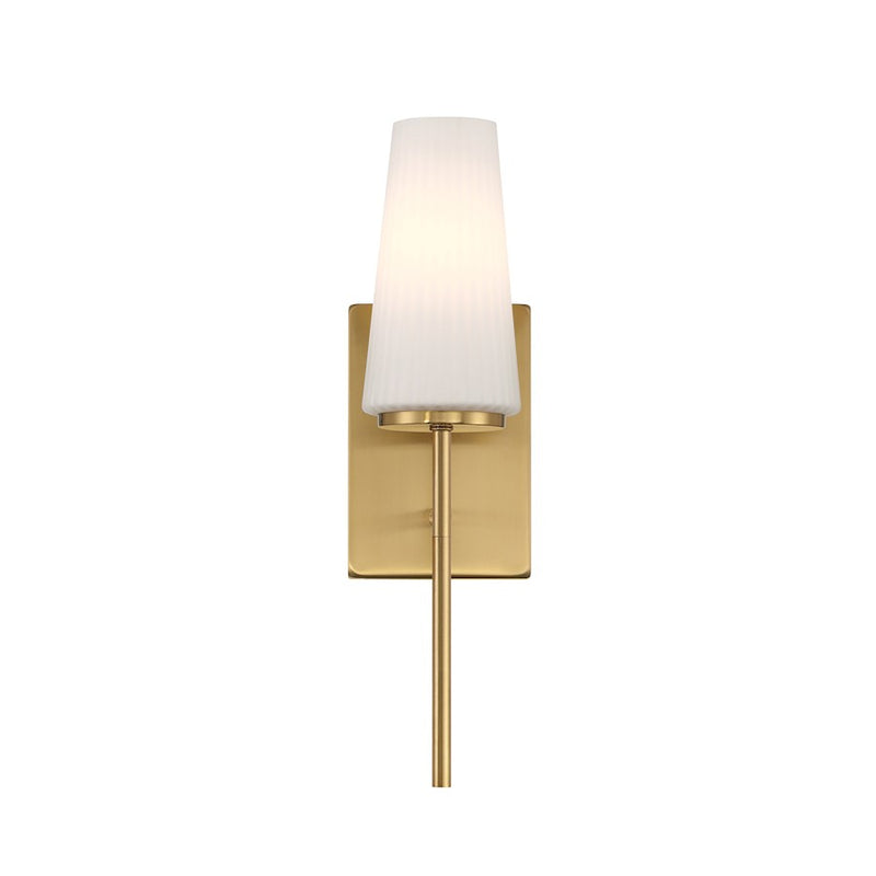 Savoy House Meridian 1Lt Wall Sconce, Natural Brass/Fluted White Opal