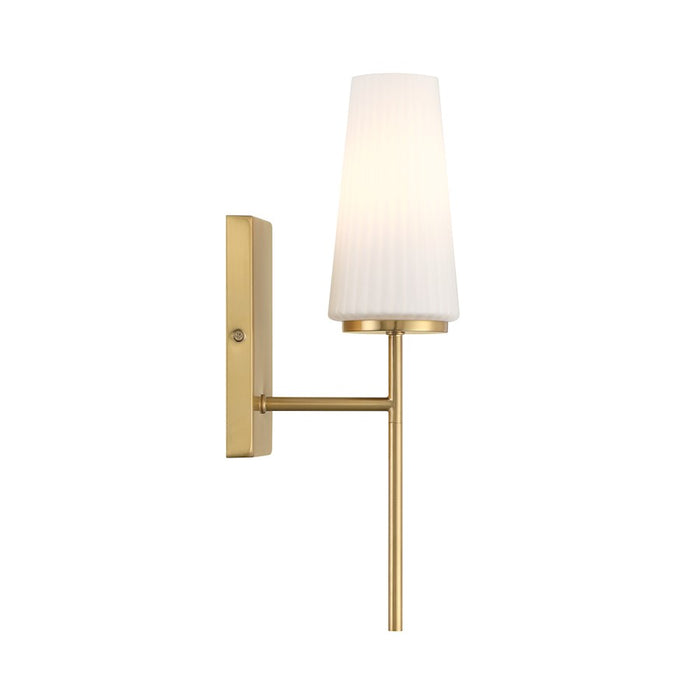 Savoy House Meridian 1Lt Wall Sconce, Natural Brass/Fluted White Opal