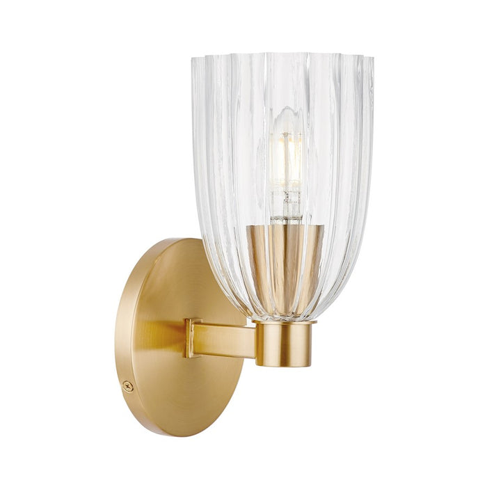 Savoy House Meridian 1Lt Wall Sconce, Natural Brass/Clear Pleated