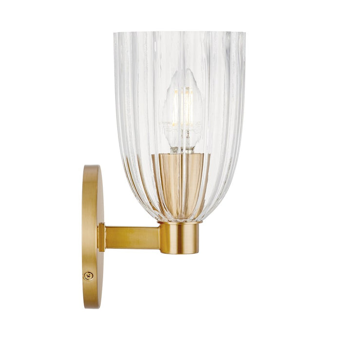 Savoy House Meridian 1Lt Wall Sconce, Natural Brass/Clear Pleated