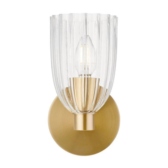 Savoy House Meridian 1Lt Wall Sconce, Natural Brass/Clear Pleated