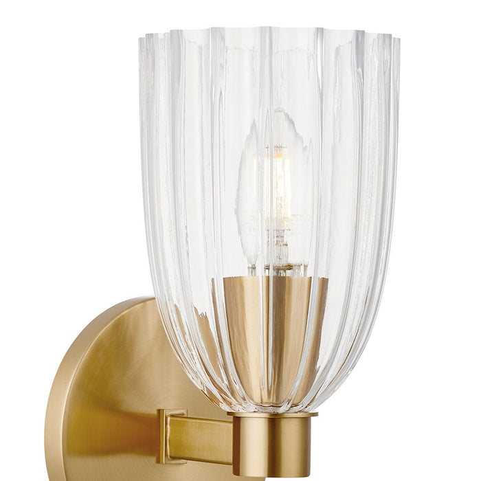 Savoy House Meridian 1Lt Wall Sconce, Natural Brass/Clear Pleated