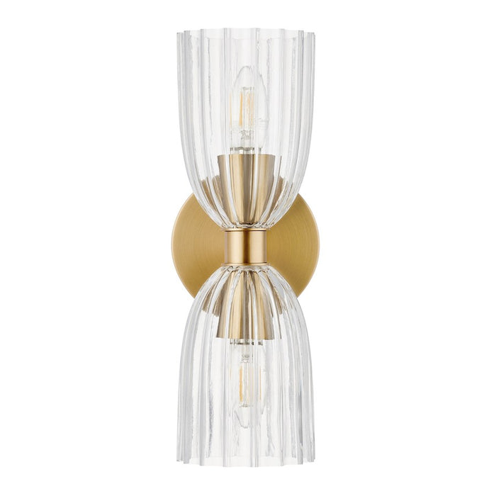 Savoy House Meridian 2Lt Wall Sconce, Natural Brass/Clear Pleated