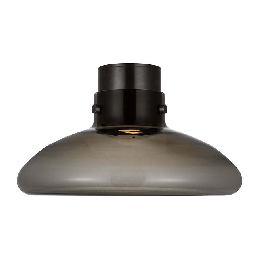 Visual Comfort Modern Morgan 1 Light 18" Flush Mount, BZ/Smoke - AKFM592WDBBZSM