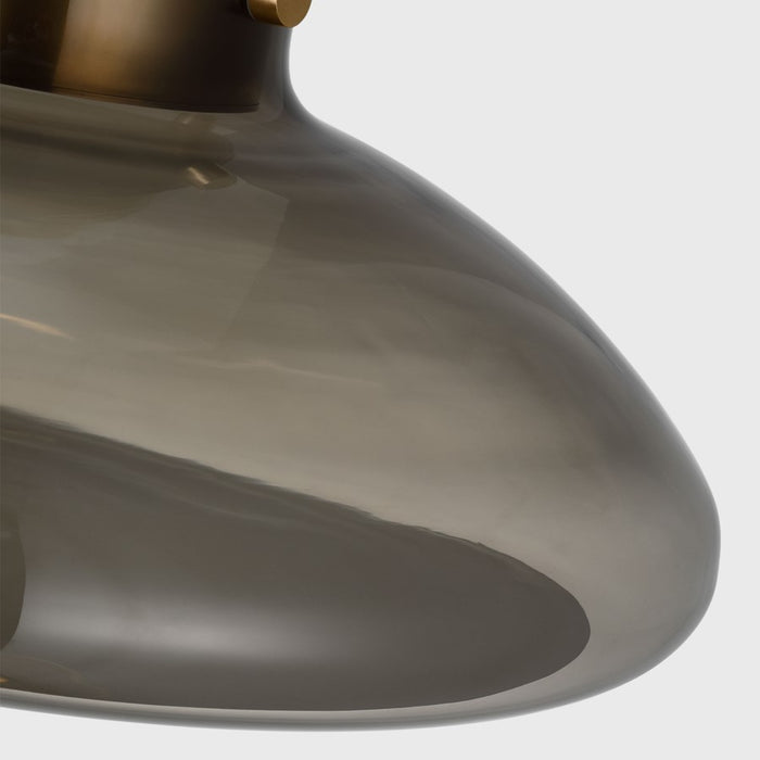 Visual Comfort Modern Morgan 1Lt 18" Flush Mount, Brass/Smoke