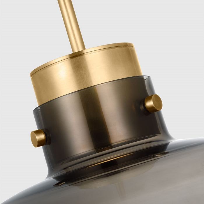 Visual Comfort Modern Morgan 1Lt 22" Pendant, Brass/Smoke Glass