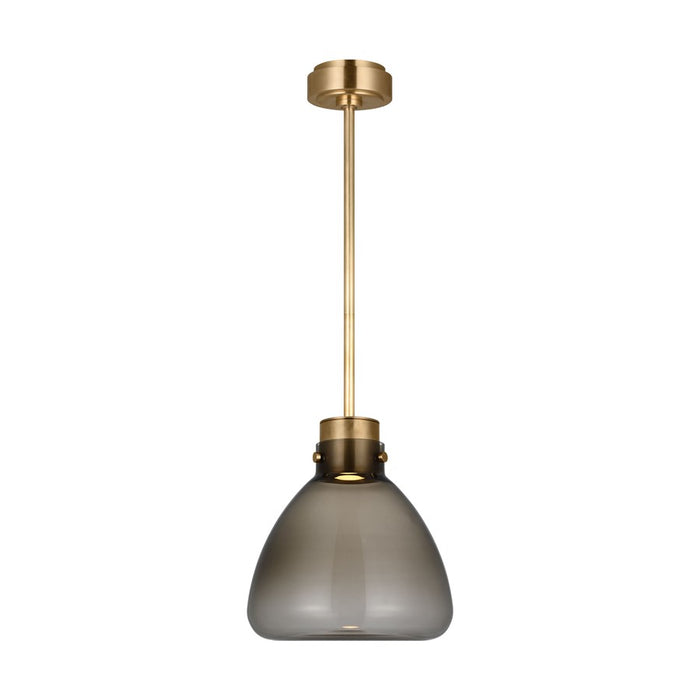 Visual Comfort Modern Morgan 1Lt 12" Pendant, Brass/Smoke Glass - AKPD595WDHABSM