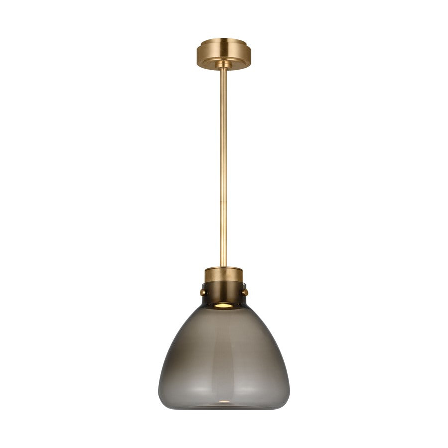 Visual Comfort Modern Morgan 1Lt 12" Pendant, Brass/Smoke Glass - AKPD595WDHABSM
