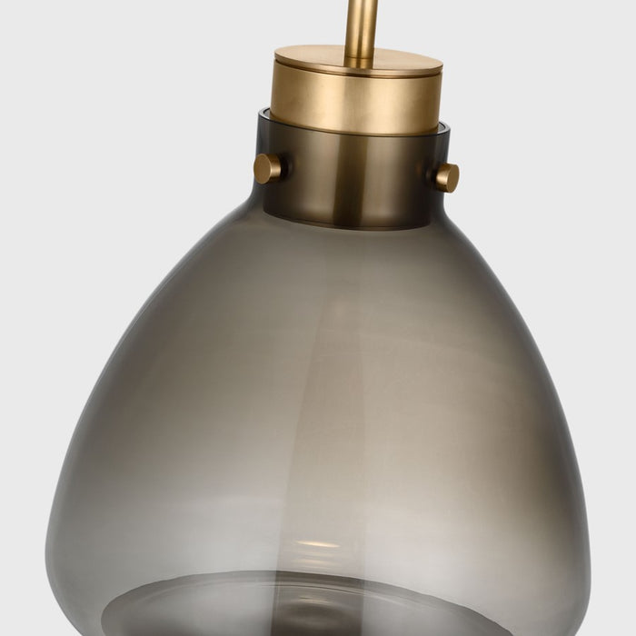Visual Comfort Modern Morgan 1Lt 12" Pendant, Brass/Smoke Glass