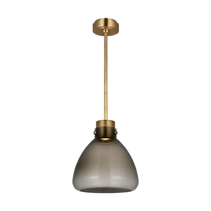 Visual Comfort Modern Morgan 1Lt 12" Pendant, Brass/Smoke Glass