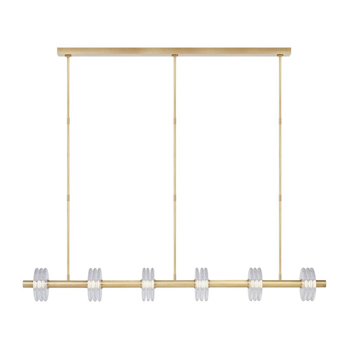 Visual Comfort Mod Wearstler Laurel 6Lt Linear Chandelier, BR/CRY - KWLS30327CNB