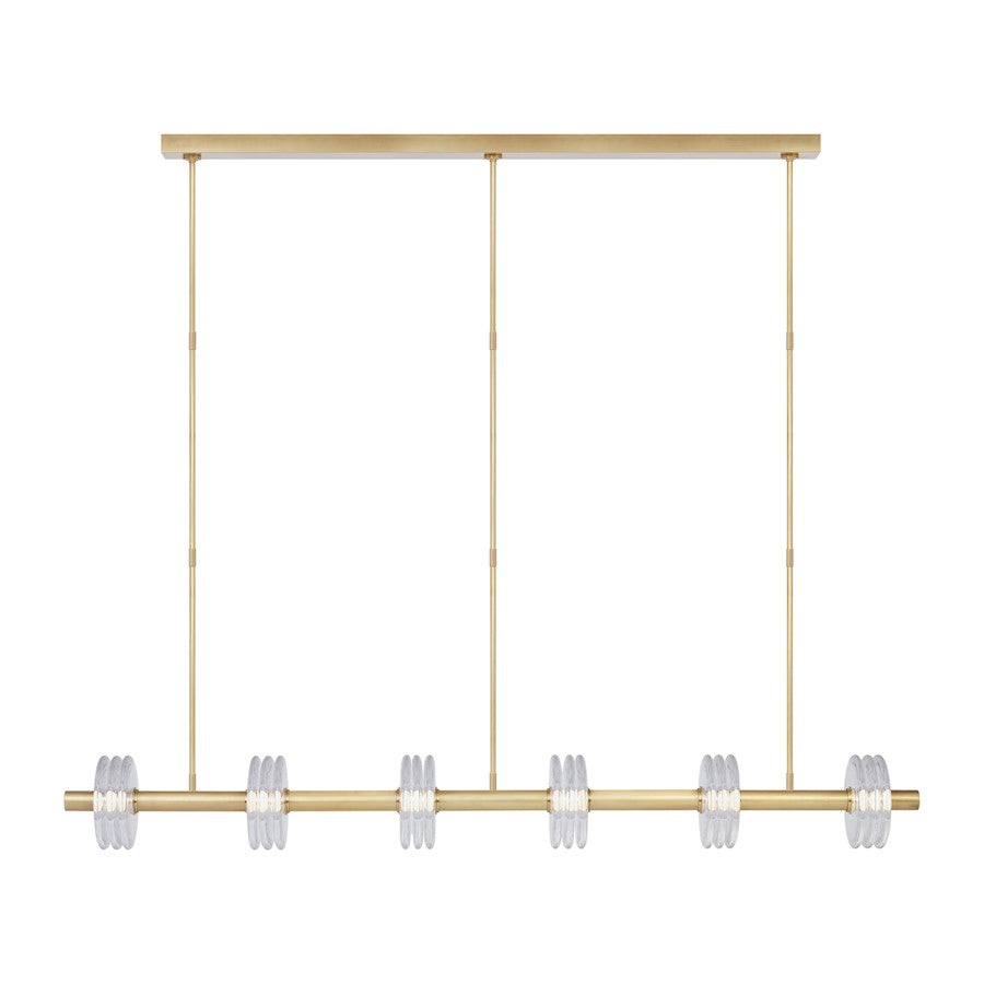 Visual Comfort Mod Wearstler Laurel 6Lt Linear Chandelier, BR/CRY - KWLS30327CNB