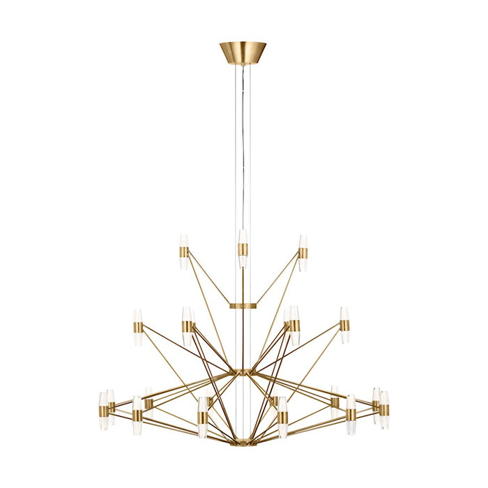 Visual Comfort Mod SL Lassell 42Lt 3 Tier Chandelier, BR/CRY - SLCH24627NB