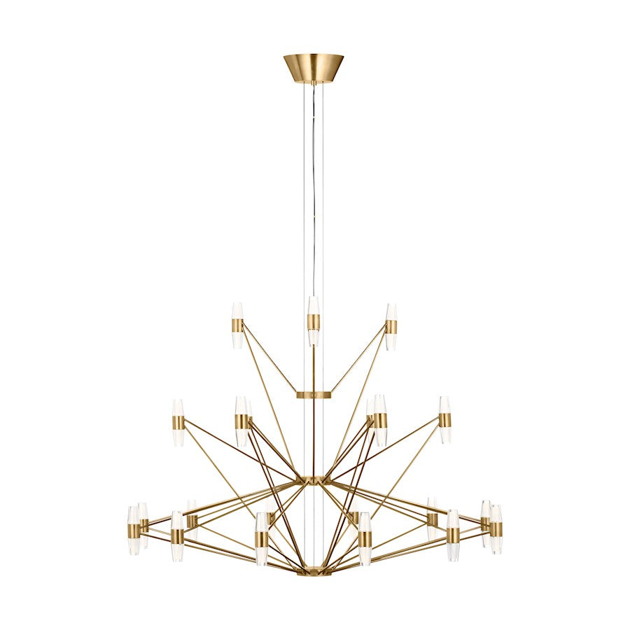 Visual Comfort Mod SL Lassell 42Lt 3 Tier Chandelier, BR/CRY - SLCH24627NB