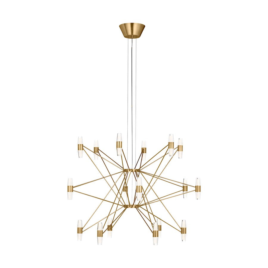 Visual Comfort Mod SL Lassell 36Lt 3 Tier Chandelier, BR/CRY - SLCH24827NB