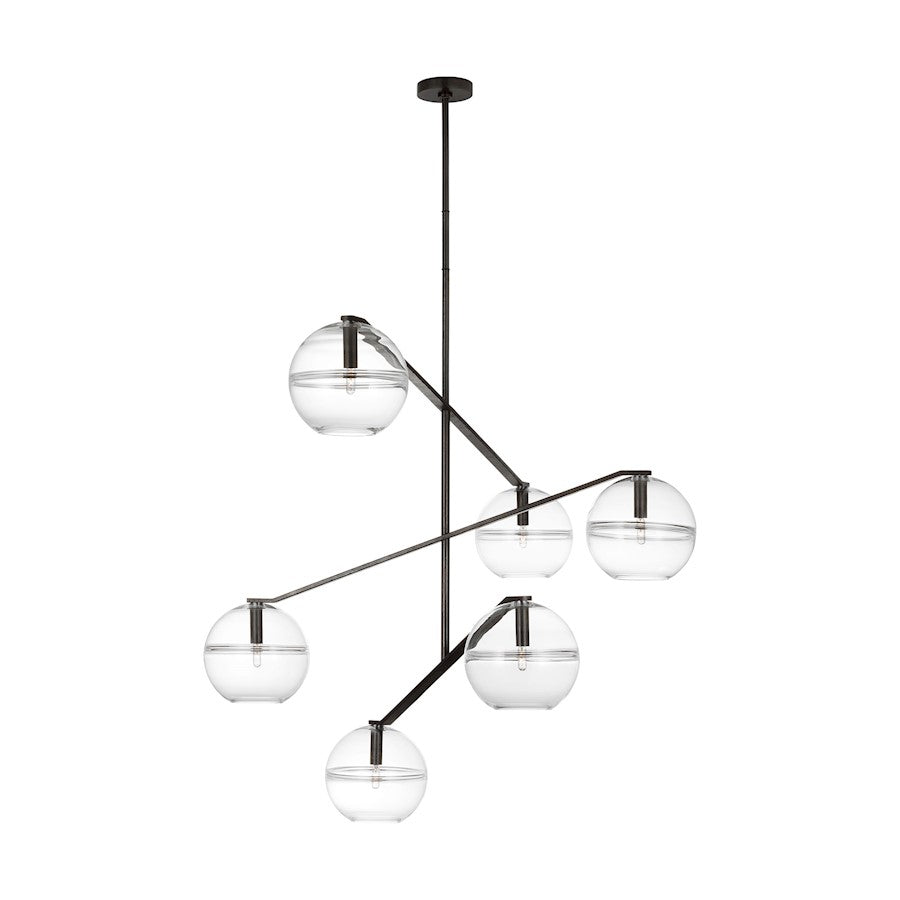 Visual Comfort Modern Sean Lavin Lowing 6 Lt Grande Chandelier, BKF - SLCH354CBF