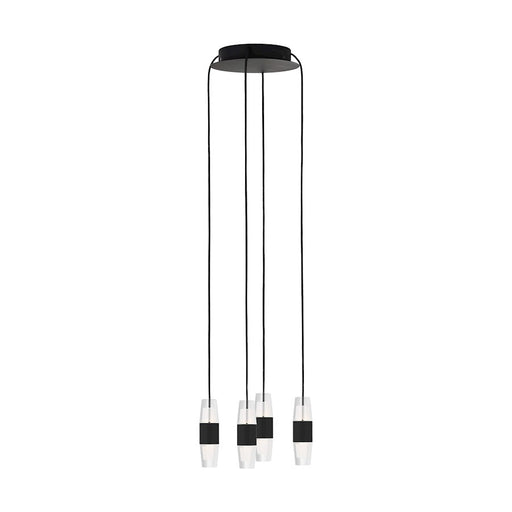 Visual Comfort Mod Sean Lavin Lassell 4 Lt SH Chandelier, BK/CRY - SLCH38327B