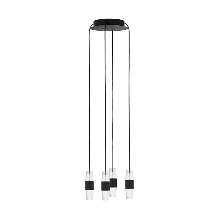 Visual Comfort Mod Sean Lavin Lassell 4 Lt SH Chandelier, BK/CRY - SLCH38327B