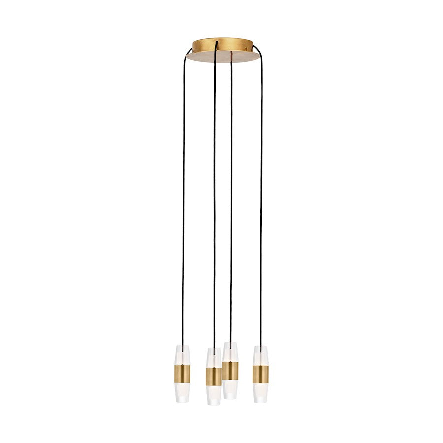 Visual Comfort Mod Sean Lavin Lassell 4 Lt SH Chandelier, BR/CRY - SLCH38327NB