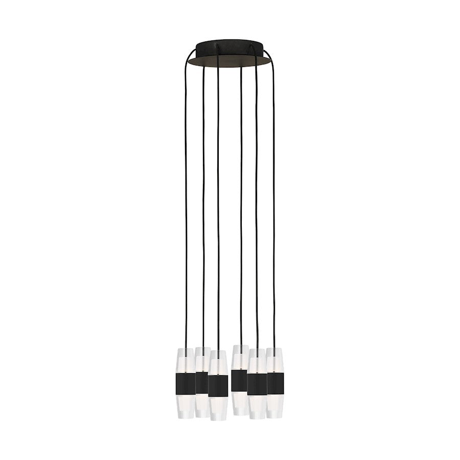 Visual Comfort Mod Sean Lavin Lassell 6 Lt SH Chandelier, BK/CRY - SLCH38427B