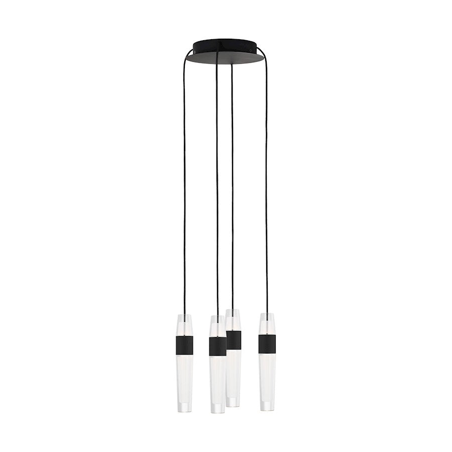 Visual Comfort Modern Sean Lavin Lassell 4 Lt Chandelier, BK/CRY - SLCH39927B