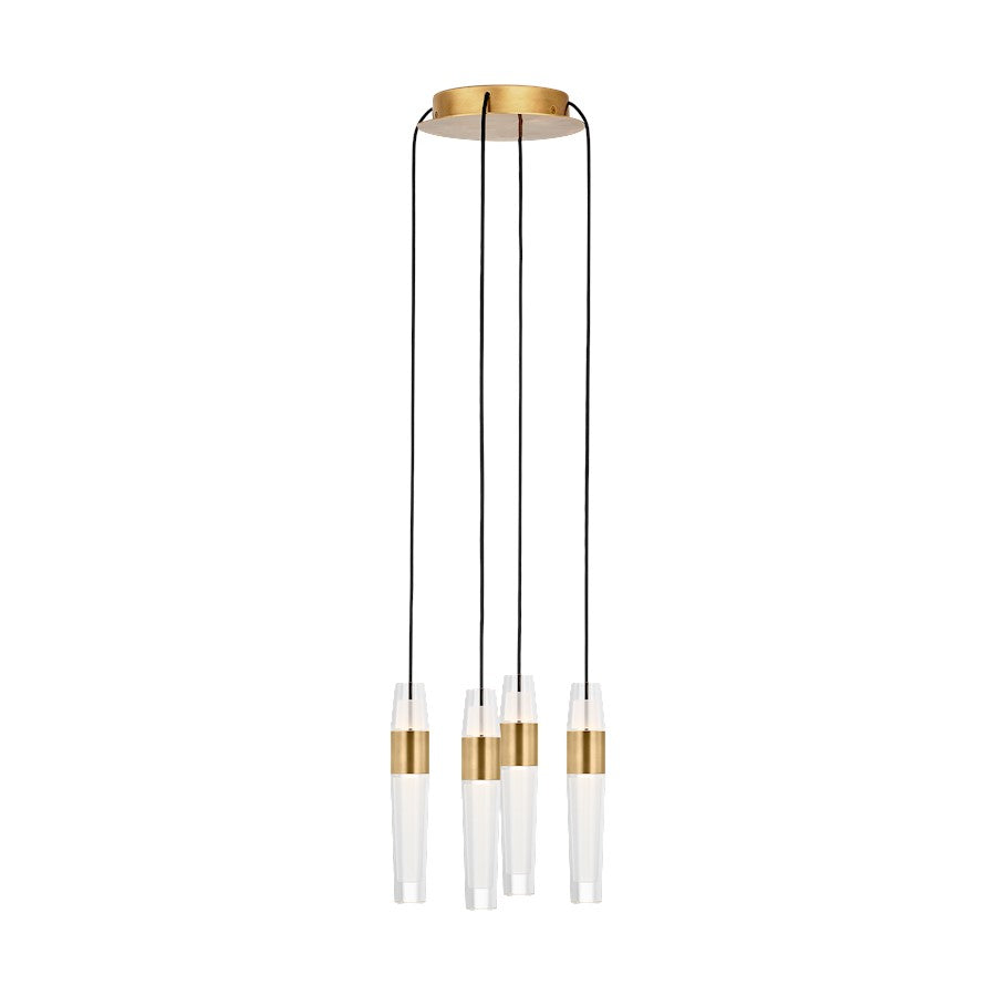 Visual Comfort Modern Sean Lavin Lassell 4 Lt Chandelier, BR/CRY - SLCH39927NB