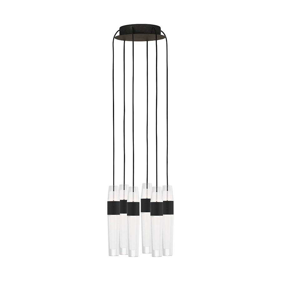 Visual Comfort Modern Sean Lavin Lassell 6 Lt Chandelier, BK/CRY - SLCH40027B