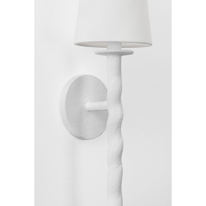 Troy Lighting Alvaro 1 Light Wall Sconce, White/Off White Linen