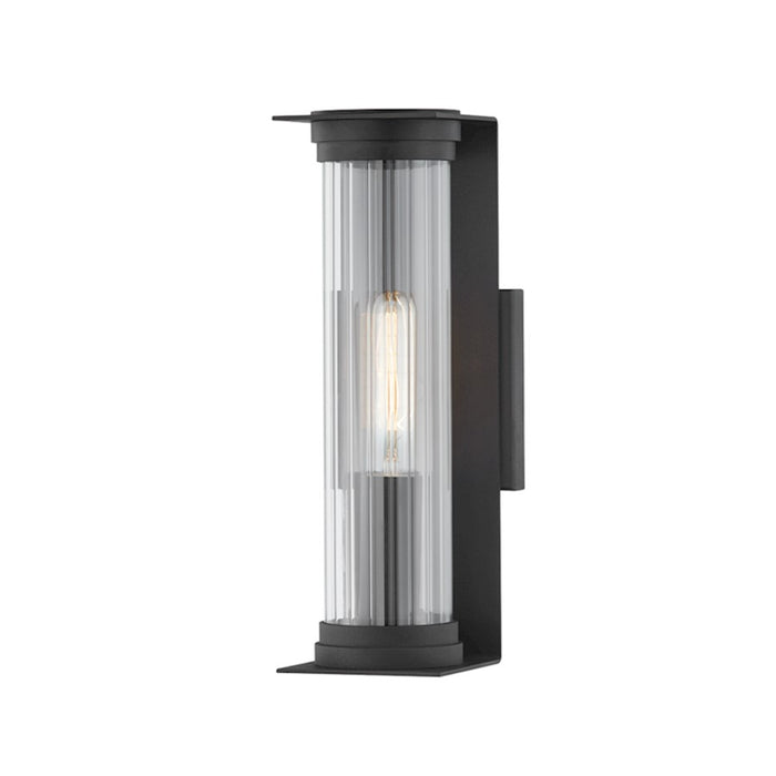 Troy Lighting Presley 1 Light Exterior Sconce, Black/Clear