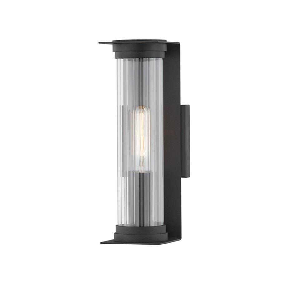 Troy Lighting Presley 1 Light Exterior Sconce, Black/Clear