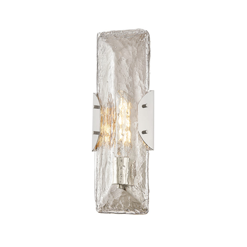 Troy Lighting Nordic 1Lt Wall Sconce, Polished Nickel/Clear Seeded