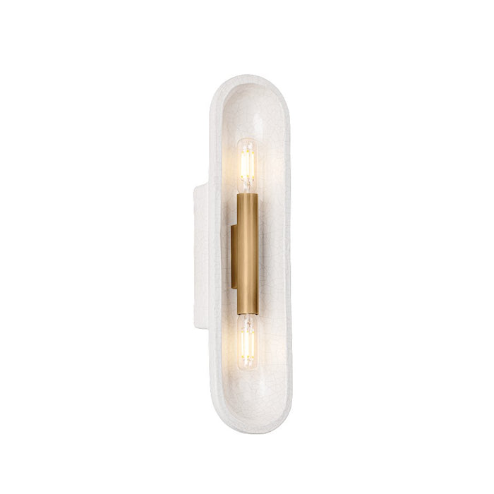 Troy Lighting Lane 2Lt Wall Sconce, Brass/Ceramic White Crackle - B1617-PBR-CLC