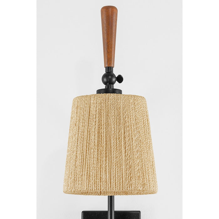 Troy Lighting Harlyn 1 Light Wall Sconce, Black/Natural Abaca