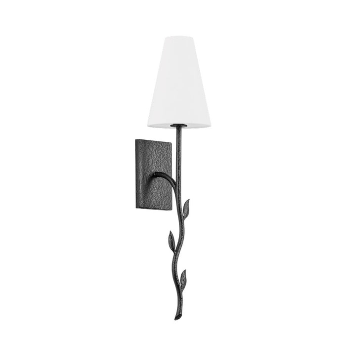 Troy Lighting Elwyn 1 Light Wall Sconce, Black Iron/Off White Linen - B1925-BI