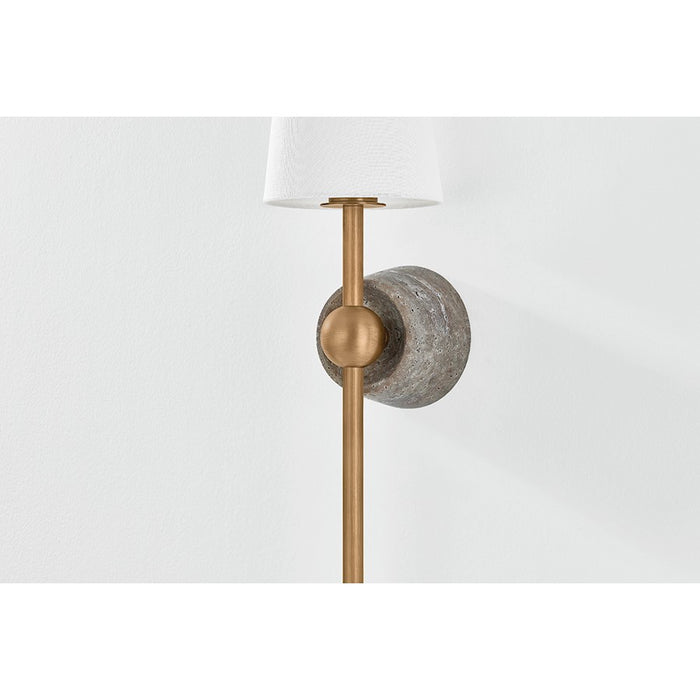 Troy Lighting Los Vilos 1 Light Wall Sconce, Brass/Off White Linen