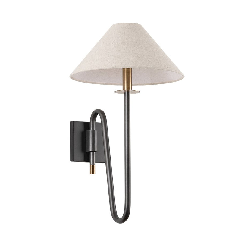 Troy Lighting Mateo 1Lt Sconce, Brass/Graphite/Natural Linen - B2121-PBR-GRA