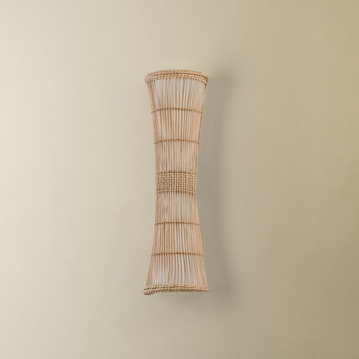 Troy Lighting Zander 2Lt Wall Sconce, Soft Wht/Rattan/Off Wht Linnen