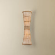 Troy Lighting Zander 2Lt Wall Sconce, Soft Wht/Rattan/Off Wht Linnen