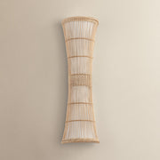 Troy Lighting Zander 2Lt Wall Sconce, Soft Wht/Rattan/Off Wht Linnen