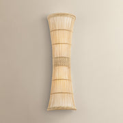 Troy Lighting Zander 2Lt Wall Sconce, Soft Wht/Rattan/Off Wht Linnen