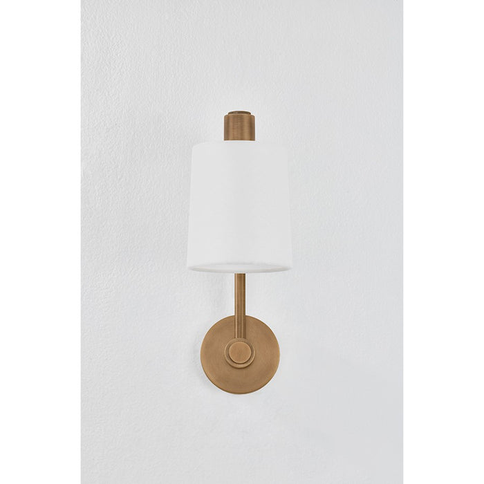 Troy Lighting Rigby 1 Light Wall Sconce, Brass/Off White Linen