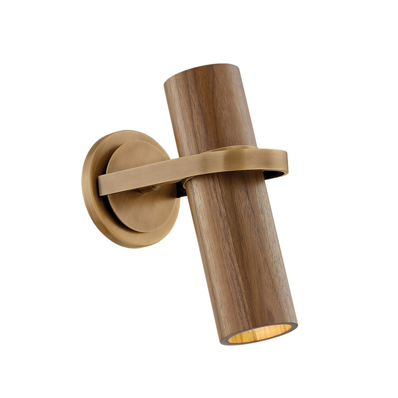 Troy Lighting Lennox 1 Light Wall Sconce, Patina Brass/Wood - B3011-PBR