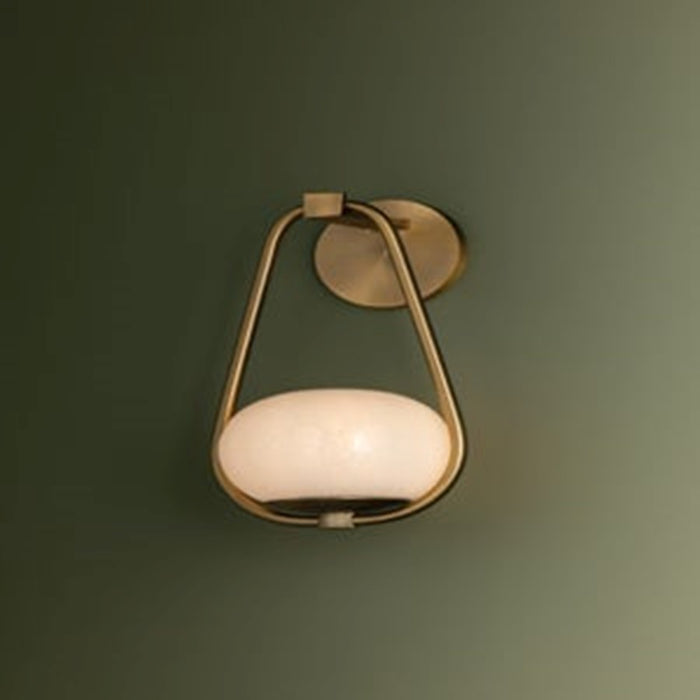 Troy Lighting Decker 1Lt Wall Sconce, Patina Brass/Seeded Cloud