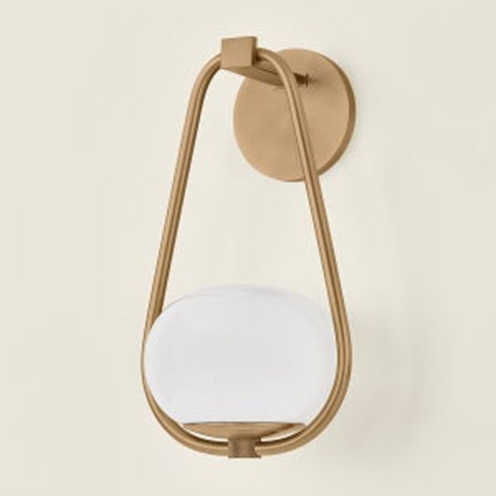 Troy Lighting Decker 1Lt Wall Sconce, Patina Brass/Seeded Cloud