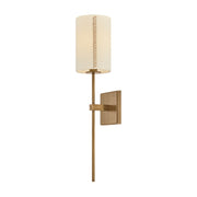 Troy Lighting Teddy 1Lt Wall Sconce, Patina Brass/Off White Linen