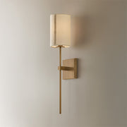 Troy Lighting Teddy 1Lt Wall Sconce, Patina Brass/Off White Linen
