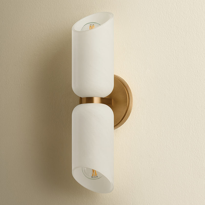 Troy Lighting Hermann 2Lt Bath and Vanity, Patina Brass/Matte Cloud